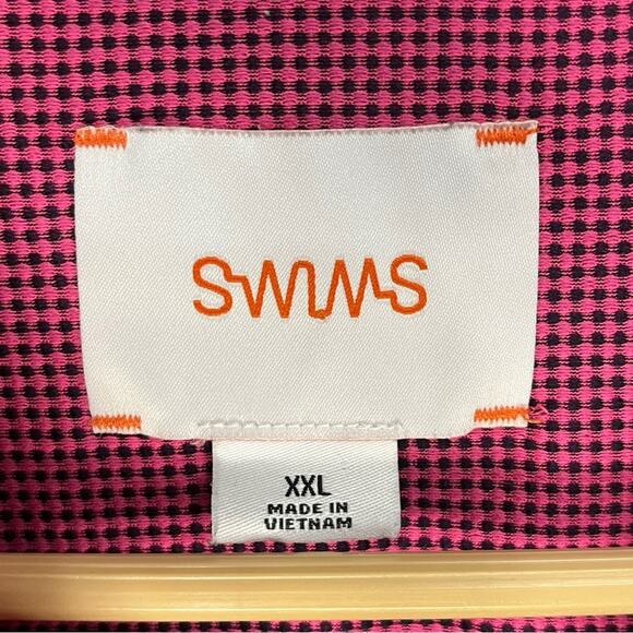 RARE SWIMS Pink Checked Polo Golf Tennis Short Sleeve Shirt Size XXLarge - Picture 7 of 9